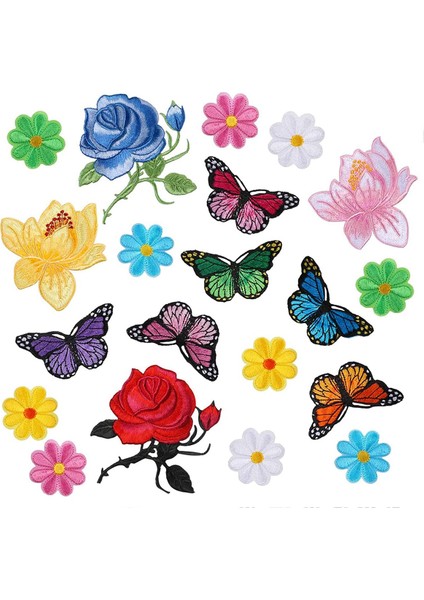 20 Pcs Çiçek Kelebek Demir Yamalar Üzerine Dikiş El Sanatları Için Jay Aplike Yamaları Diy Dekor, Kot Pantolon, Ceket, Çantalar (Yurt Dışından)