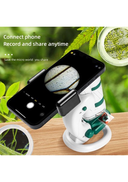 Çocuk Bilim Mikroskop Kiti 60-180X Eğitim Mini Cep Elden Taşınır Akıllı Telefon Mikroskobu LED Açık Beyaz+Yeşil (Yurt Dışından) indirimleri