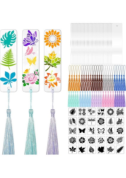 Boş Akrilik Ayraç Seti, Çiçek Stili Desen Şablonu (Yurt Dışından)