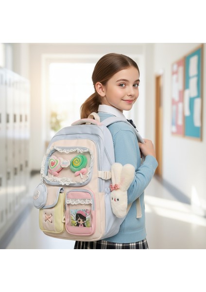 Ortaokul ve Lise Öğrencileri Sırt Çantası, Yüksek Görünümlü Çanta, Sevimli Kontrast Renk Ekleme 20-35L Büyük Kapasiteli Sırt (Yurt Dışından) fiyatları