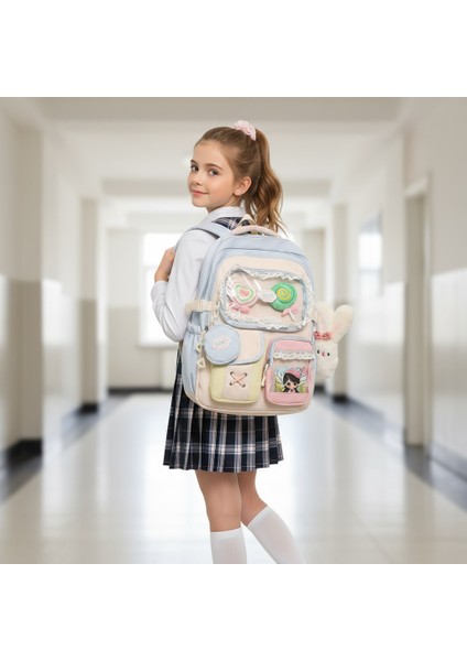 Ortaokul ve Lise Öğrencileri Sırt Çantası, Yüksek Görünümlü Çanta, Sevimli Kontrast Renk Ekleme 20-35L Büyük Kapasiteli Sırt (Yurt Dışından) fırsatları