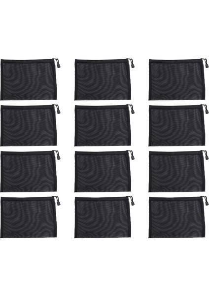 12 Adet File Çanta Siyah Kese Makyaj Çantaları Kozmetik Seyahat Kalem Kutusu (Yurt Dışından)