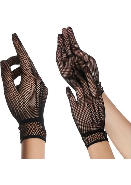 Siyah Renk Likralı File Eldiven Parmaklı Örgü Eldiven Yetişkin Boy fiyatları