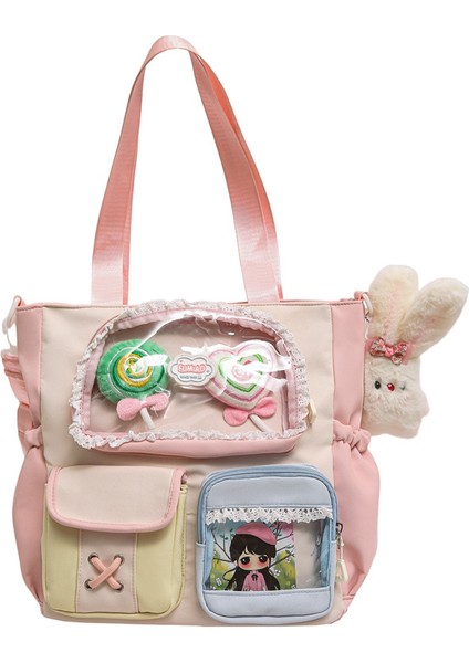 Ortaokul ve Lise Öğrencileri Sırt Çantası, Yüksek Görünümlü Çanta, Sevimli Kontrast Renk Ekleme 20-35L Büyük Kapasiteli Sırt (Yurt Dışından)