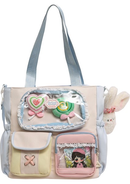 Ortaokul ve Lise Öğrencileri Sırt Çantası, Yüksek Görünümlü Çanta, Sevimli Kontrast Renk Ekleme 20-35L Büyük Kapasiteli Sırt (Yurt Dışından)