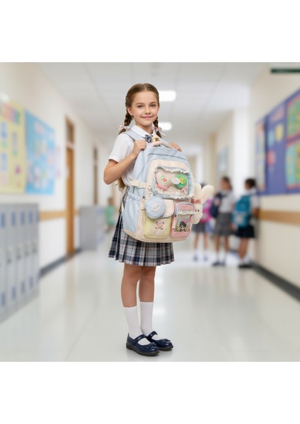 Ortaokul ve Lise Öğrencileri Sırt Çantası, Yüksek Görünümlü Çanta, Sevimli Kontrast Renk Ekleme 20-35L Büyük Kapasiteli Sırt (Yurt Dışından) modelleri