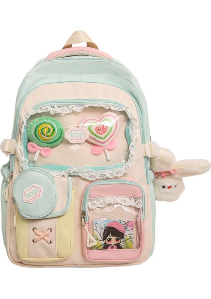 Ortaokul ve Lise Öğrencileri Sırt Çantası, Yüksek Görünümlü Çanta, Sevimli Kontrast Renk Ekleme 20-35L Büyük Kapasiteli Sırt (Yurt Dışından)