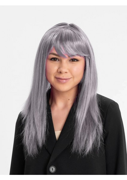 Platin Gri Gümüş Uzun Parti Peruğu