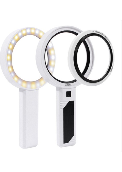 LED Işık Aydınlatılmış Büyüteç Çıkarılabilir Optik Lens Büyüteç 2265+50 ile El Tipi Büyütme Cam Loupe (Yurt Dışından) indirimleri