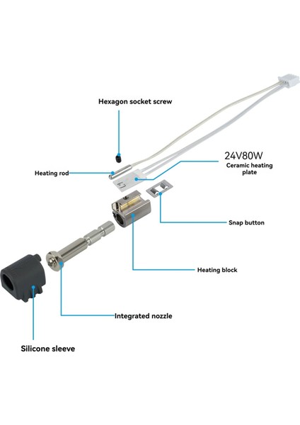Anycubic Kobra 3 Maksimum Seramik Hotend Entegre Sertleştirilmiş Çelik Nozul Termistör Isıtma Bileşeni K3M Hotend C (Yurt Dışından) fırsatları