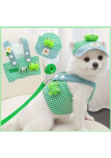 Şapkalı Göğüs Tasması Set (3 Parça) Nefes Alabilir ve Konforlu Kedi/köpek