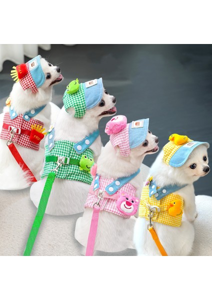 Şapkalı Göğüs Tasması Set (3 Parça) Nefes Alabilir ve Konforlu Kedi/köpek modelleri