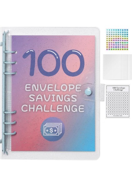 100 Zarf Para Tasarrufu Mücadelesi Para Biriktirme Dosyası, Mavi (Yurt Dışından)