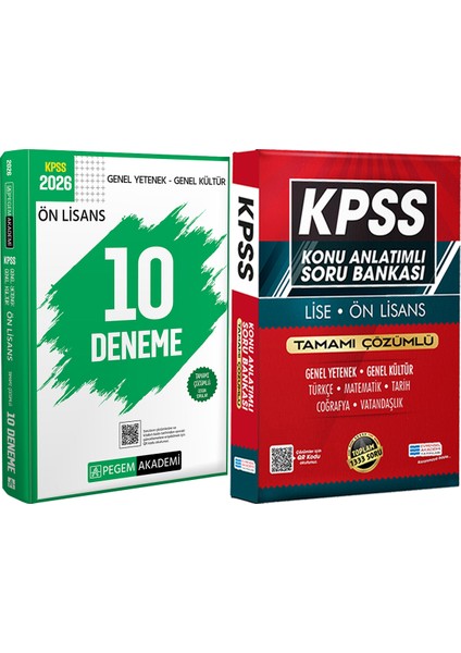 2026 Kpss Ön Lisans Çözümlü 10 Deneme - Lise Önlisans Konu Ant. Soru