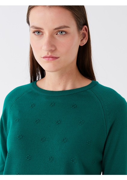 Yeni Sezon Bisiklet Yaka Kendinden Desenli Kadın Triko Kazak modelleri