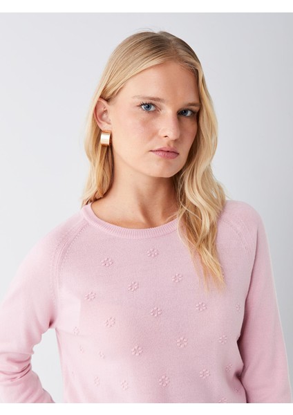 Yeni Sezon Bisiklet Yaka Kendinden Desenli Kadın Triko Kazak modelleri