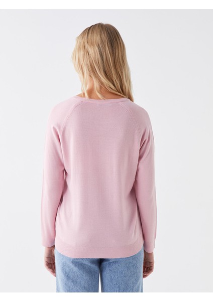 Yeni Sezon Bisiklet Yaka Kendinden Desenli Kadın Triko Kazak indirimleri