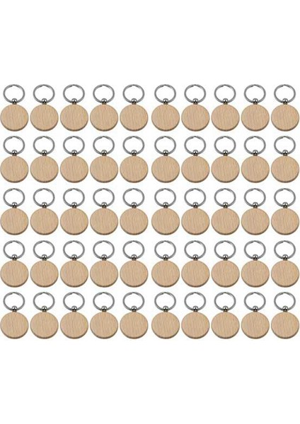 50 Adet Boş Yuvarlak Ahşap Anahtarlık Kendin Yap Ahşap Anahtarlıklar Anahtar (Yurt Dışından)