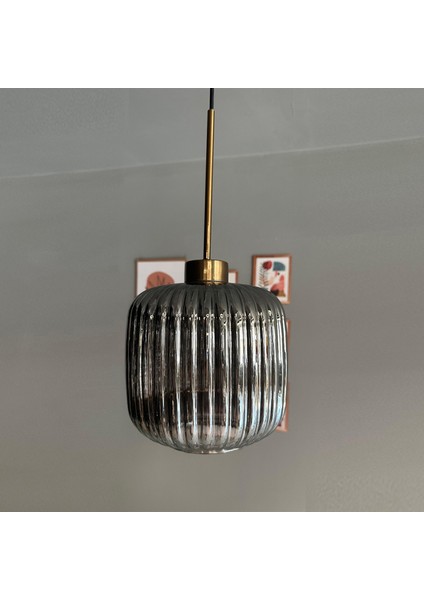 Mopa Cam Füme Tekli Avize Eskitme Başlık Retro Sarkıt Lamba Restoran Salon Aydınlatma