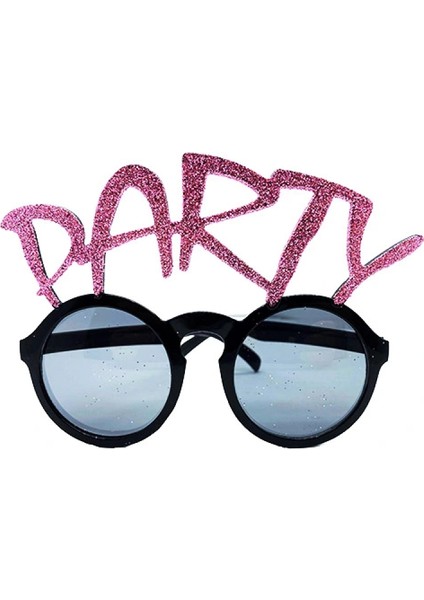 Party Yazılı Simli Pembe Renk Parti Gözlüğü