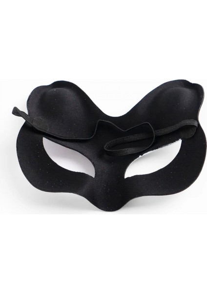 Siyah Süet Gümüş Mavi Simli Kedi Maskesi modelleri