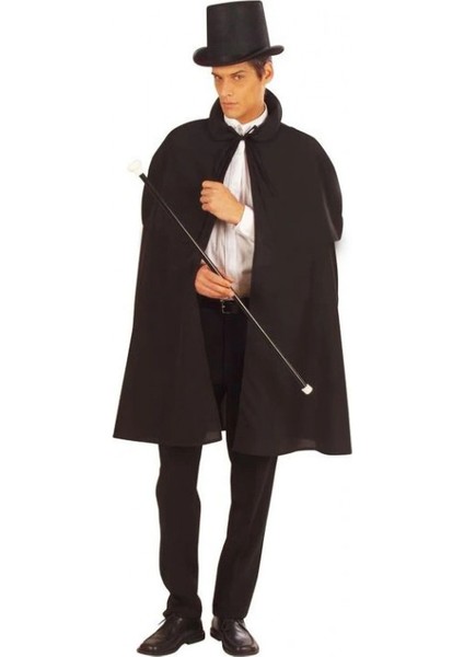 Siyah Sihirbaz Pelerini ve Sihirbaz Şapkası Yetişkin Boy