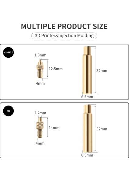 Isı Ekleme Somun Demir Uç M2 M3 M4 M5 M6 M8 Pirinç Iplik Gömülü Kit 3D Yazıcı Parçaları Lehimleme Için Isı Takma Aracı (Yurt Dışından) modelleri