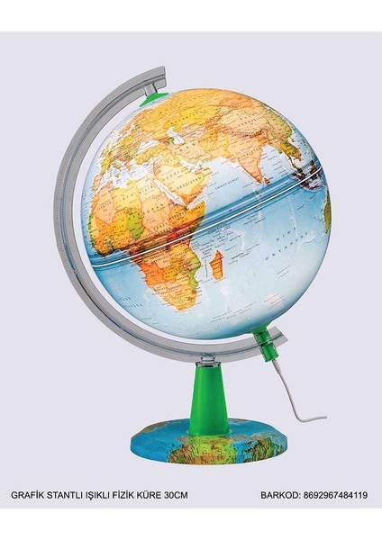 48411 Grafik Stantlı Işıklı Fizik Küre 30CM