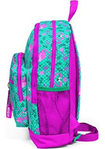 Dört Bölmeli Su Yeşili Flamingo Okul Çantası 27x38x14 cm Ortopedik Tasarım modelleri