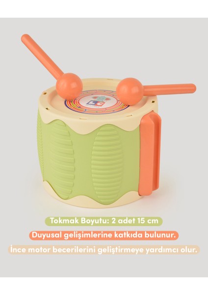 Eğlenceli Davul Yeşil Renkli Tasarım ile Müzik Eğitimi 0-8 Yaş Arası fiyatları