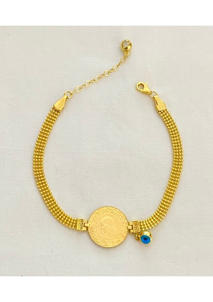 Dört Sıra Toplu Zincirli 22 Ayar Çeyrekli Bileklik indirimleri