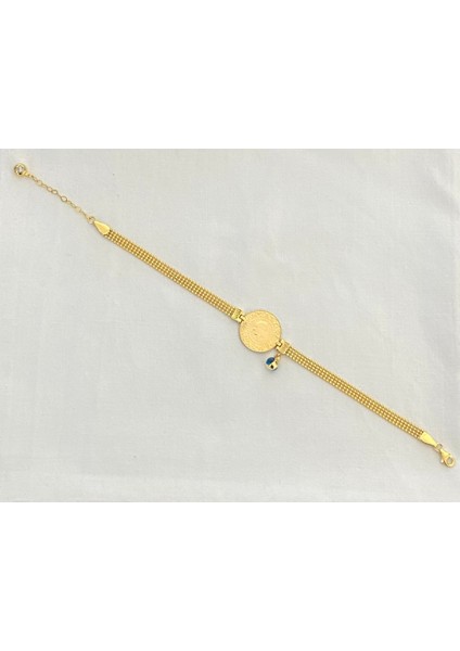 Dört Sıra Toplu Zincirli 22 Ayar Çeyrekli Bileklik