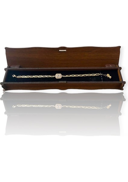 İtalyan Zincirli Baget Taşlı Altın Bileklik