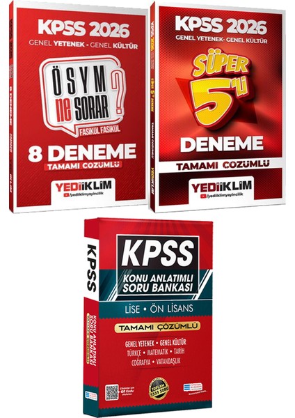 2026 Kpss Ösym Ne Sorar? 8 Deneme ve Süper 5 Deneme - Lise Önlisans Konu Ant. Soru