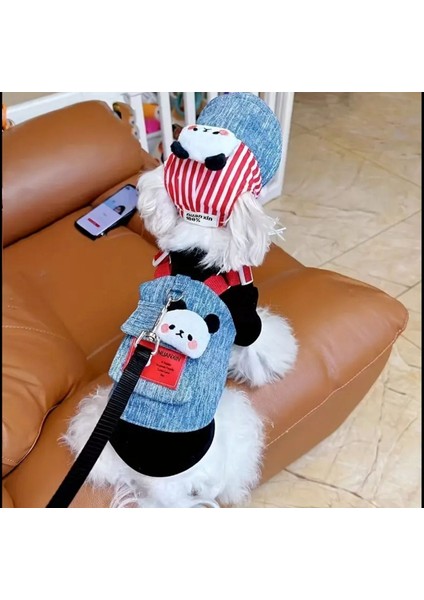 Şapkalı Göğüs Tasması Set Ayıcıklı Kot Modeli (2 Parça: Şapka ve Kıyafet) Nefes Alabilir ve Konforlu Köpek/kedi fiyatları