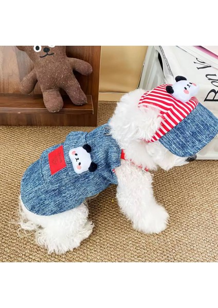 Şapkalı Göğüs Tasması Set Ayıcıklı Kot Modeli (2 Parça: Şapka ve Kıyafet) Nefes Alabilir ve Konforlu Köpek/kedi fırsatları