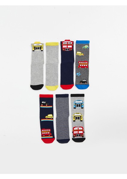Yeni Sezon Desenli Erkek Çocuk Soket Çorap 7'li