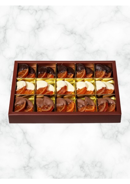 Sütlü, Bitter ve Beyaz Çikolata Kaplamalı Portakal Dilimi 250 G fiyatları