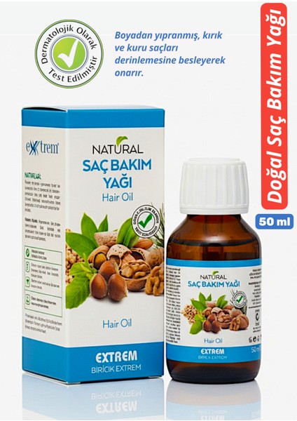 Doğal Saç Bakım Yağı - Yıpranmış ve Kuru Saçlar Için Onarıcı ve Parlaklık Verici 50 ml