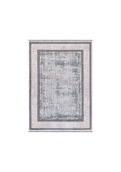 Nereto Çerçeveli Krem Triko ve Akrilik Iplikli Pamuk Tabanlı Makine Halısı