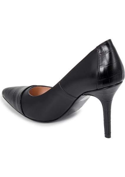 Siyah Deri Topuklu Kadın Ayakkabı fiyatları