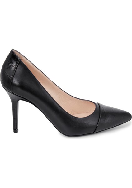 Siyah Deri Topuklu Kadın Ayakkabı modelleri