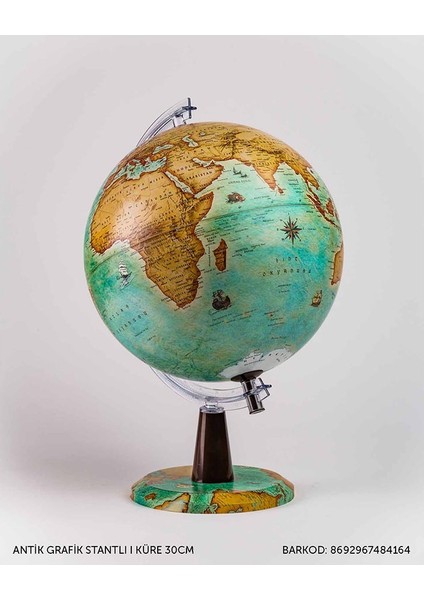 48416 Antik Grafik Stantlı I Küre 30CM