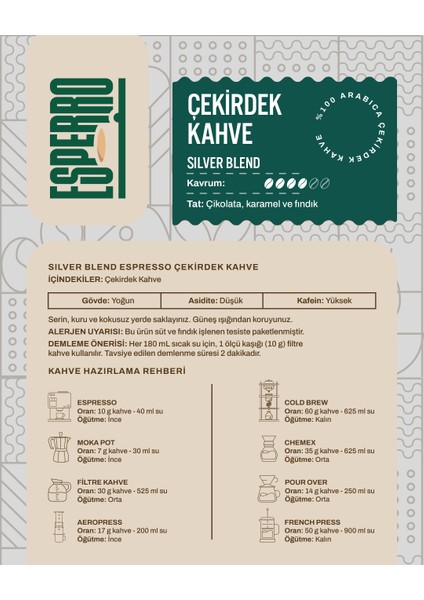 Silver Blend Çekirdek Kahve 500 gr fiyatları