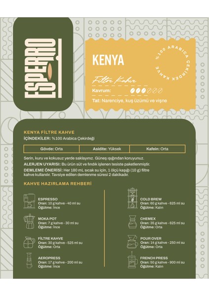 Kenia Aa 500 gr fiyatları