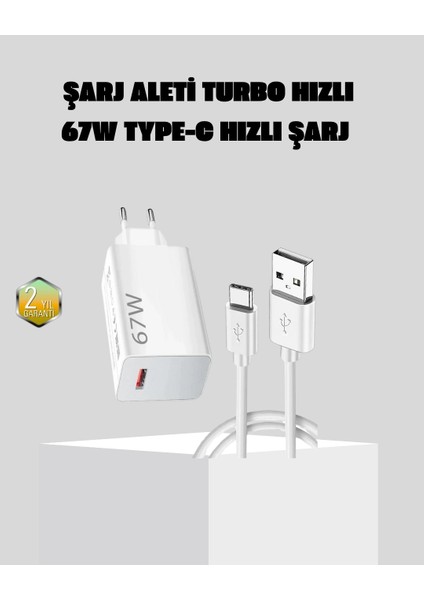 Buğz 67W Süper Hızlı Şarj Adaptörü ve Kablo Seti – Güvenli, Kompakt ve Ergonomik Tasarım