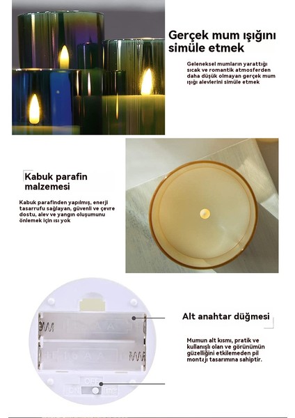 Mum Işığı Cam Tatil Itirafı Restoran Dekorasyonu Üç Parça Seti (Yurt Dışından) modelleri