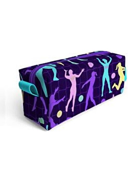 Mor Voleybol Temalı Okul Çanta Seti 3 Parça Su Geçirmeyen 18 Litre Kapasite