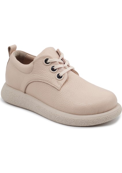 Krem Deri Casual Kadın Ayakkabı