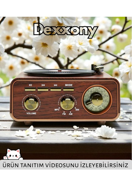 Dcx-11 Özel Tasarım Ahşap Görünümlü Retro Vintage Nostaljik Radyo & Bluetootlu Mini Fm Radyo